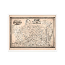 Load image into Gallery viewer, Digitally Restored and Enhanced 1862 Virginia State Map - Framed Vintage Virginia Map Wall Art - History Map of Virginia Poster - State of Virginia Map Showing Internal Improvements