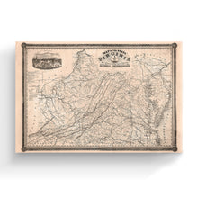 Cargar imagen en el visor de la galería, Digitally Restored and Enhanced 1862 Virginia State Map Canvas - Canvas Wrap Vintage Virginia Map Poster - State of Virginia Map Wall Art - History Map of Virginia Poster Showing Internal Improvements