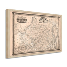Load image into Gallery viewer, Digitally Restored and Enhanced 1862 Virginia State Map - Framed Vintage Virginia Map Wall Art - History Map of Virginia Poster - State of Virginia Map Showing Internal Improvements