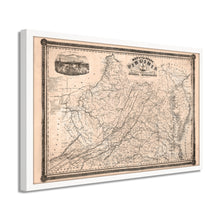 Load image into Gallery viewer, Digitally Restored and Enhanced 1862 Virginia State Map - Framed Vintage Virginia Map Wall Art - History Map of Virginia Poster - State of Virginia Map Showing Internal Improvements
