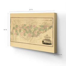 Cargar imagen en el visor de la galería, Digitally Restored and Enhanced 1832 Tennessee State Map Canvas Art - Canvas Wrap Vintage Tennessee Map Wall Art - Old Tennessee State Map Poster - History Map of Tennessee Wall Art Taken From Survey