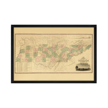 Cargar imagen en el visor de la galería, Digitally Resored and Enhanced 1832 Tennessee State Map - Framed Vintage Tennessee Wall Art - History Map of Tennessee State Poster - Framed Tennessee Map Art Taken From Survey