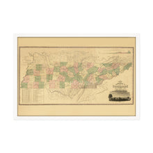 Cargar imagen en el visor de la galería, Digitally Resored and Enhanced 1832 Tennessee State Map - Framed Vintage Tennessee Wall Art - History Map of Tennessee State Poster - Framed Tennessee Map Art Taken From Survey