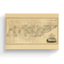 Cargar imagen en el visor de la galería, Digitally Restored and Enhanced 1832 Tennessee State Map Canvas Art - Canvas Wrap Vintage Tennessee Map Wall Art - Old Tennessee State Map Poster - History Map of Tennessee Wall Art Taken From Survey