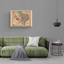 Load image into Gallery viewer, Digitally Restored and Enhanced 1866 Texas Map Canvas Art - Canvas Wrap Vintage Texas Map Wall Art - Restored State of Texas Map - Schonberg's Poster Map of Texas Wall Art - Old Texas Map