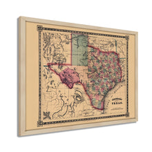 Cargar imagen en el visor de la galería, Digitally Restored and Enhanced 1866 Texas Map - Framed Vintage State of Texas Map Wall Art - Old Texas Map Print - Framed Map of Texas Wall Art - Schonberg's Poster Map of Texas