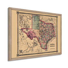 Cargar imagen en el visor de la galería, Digitally Restored and Enhanced 1866 Texas Map - Framed Vintage State of Texas Map Wall Art - Old Texas Map Print - Framed Map of Texas Wall Art - Schonberg's Poster Map of Texas