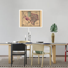Cargar imagen en el visor de la galería, Digitally Restored and Enhanced 1866 Texas Map - Framed Vintage State of Texas Map Wall Art - Old Texas Map Print - Framed Map of Texas Wall Art - Schonberg's Poster Map of Texas