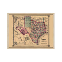 Cargar imagen en el visor de la galería, Digitally Restored and Enhanced 1866 Texas Map - Framed Vintage State of Texas Map Wall Art - Old Texas Map Print - Framed Map of Texas Wall Art - Schonberg's Poster Map of Texas