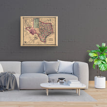 Load image into Gallery viewer, Digitally Restored and Enhanced 1866 Texas Map Canvas Art - Canvas Wrap Vintage Texas Map Wall Art - Restored State of Texas Map - Schonberg's Poster Map of Texas Wall Art - Old Texas Map