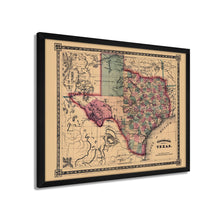 Cargar imagen en el visor de la galería, Digitally Restored and Enhanced 1866 Texas Map - Framed Vintage State of Texas Map Wall Art - Old Texas Map Print - Framed Map of Texas Wall Art - Schonberg's Poster Map of Texas