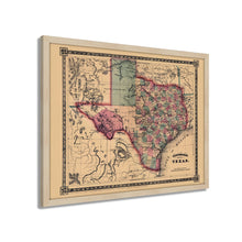 Cargar imagen en el visor de la galería, Digitally Restored and Enhanced 1866 Texas Map - Framed Vintage State of Texas Map Wall Art - Old Texas Map Print - Framed Map of Texas Wall Art - Schonberg's Poster Map of Texas