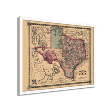 Cargar imagen en el visor de la galería, Digitally Restored and Enhanced 1866 Texas Map - Framed Vintage State of Texas Map Wall Art - Old Texas Map Print - Framed Map of Texas Wall Art - Schonberg's Poster Map of Texas
