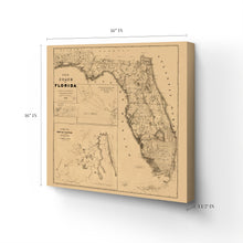 Cargar imagen en el visor de la galería, Digitally Restored and Enhanced 1846 Florida Canvas Art Map - Canvas Wrap Vintage Florida Wall Art - Restored State of Florida Wall Map - Vintage Map of Florida State From Best Authorities