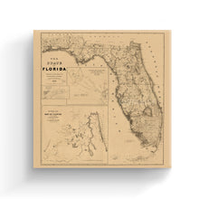 Cargar imagen en el visor de la galería, Digitally Restored and Enhanced 1846 Florida Canvas Art Map - Canvas Wrap Vintage Florida Wall Art - Restored State of Florida Wall Map - Vintage Map of Florida State From Best Authorities