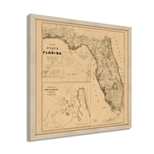 Cargar imagen en el visor de la galería, Digitally Restored and Enhanced 1846 Florida Map - Framed Vintage Map of Florida Wall Art - Framed Florida Map Wall Art - Restored History Map of Florida State From Best Authorities