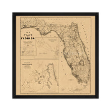 Cargar imagen en el visor de la galería, Digitally Restored and Enhanced 1846 Florida Map - Framed Vintage Map of Florida Wall Art - Framed Florida Map Wall Art - Restored History Map of Florida State From Best Authorities