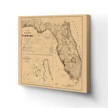 Cargar imagen en el visor de la galería, Digitally Restored and Enhanced 1846 Florida Canvas Art Map - Canvas Wrap Vintage Florida Wall Art - Restored State of Florida Wall Map - Vintage Map of Florida State From Best Authorities