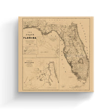 Cargar imagen en el visor de la galería, Digitally Restored and Enhanced 1846 Florida Canvas Art Map - Canvas Wrap Vintage Florida Wall Art - Restored State of Florida Wall Map - Vintage Map of Florida State From Best Authorities
