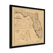 Cargar imagen en el visor de la galería, Digitally Restored and Enhanced 1846 Florida Map - Framed Vintage Map of Florida Wall Art - Framed Florida Map Wall Art - Restored History Map of Florida State From Best Authorities