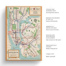Load image into Gallery viewer, Digitally Restored and Enhanced 1954 New York City Subway Map Canvas - Canvas Wrap Vintage New York Wall Art - NYC Subway Map Poster - NY City Subway Map - History Map of New York City Subway System
