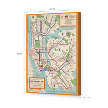 Load image into Gallery viewer, Digitally Restored and Enhanced 1954 New York City Subway Map Canvas - Canvas Wrap Vintage New York Wall Art - NYC Subway Map Poster - NY City Subway Map - History Map of New York City Subway System