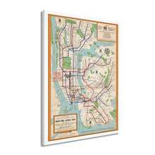 Cargar imagen en el visor de la galería, Digitally Restored and Enhanced 1954 New York City Subway Map - Framed Vintage Subway Map of New York Wall Art - Old NYC Subway Map Poster - History Map of New York City Subway