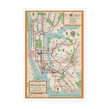 Cargar imagen en el visor de la galería, Digitally Restored and Enhanced 1954 New York City Subway Map - Framed Vintage Subway Map of New York Wall Art - Old NYC Subway Map Poster - History Map of New York City Subway