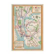 Cargar imagen en el visor de la galería, Digitally Restored and Enhanced 1954 New York City Subway Map - Framed Vintage Subway Map of New York Wall Art - Old NYC Subway Map Poster - History Map of New York City Subway