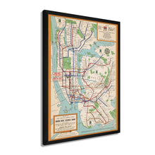 Cargar imagen en el visor de la galería, Digitally Restored and Enhanced 1954 New York City Subway Map - Framed Vintage Subway Map of New York Wall Art - Old NYC Subway Map Poster - History Map of New York City Subway