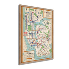 Cargar imagen en el visor de la galería, Digitally Restored and Enhanced 1954 New York City Subway Map - Framed Vintage Subway Map of New York Wall Art - Old NYC Subway Map Poster - History Map of New York City Subway