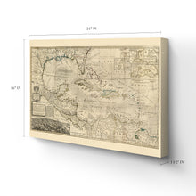 Load image into Gallery viewer, Digitally Restored and Enhanced 1715 West Indies Art Canvas - Canvas Wrap Vintage West Indies Map Poster - Old Map of West Indies Wall Art - History Map of the West Indies The Islands of America
