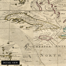 Load image into Gallery viewer, Digitally Restored and Enhanced 1715 West Indies Art Canvas - Canvas Wrap Vintage West Indies Map Poster - Old Map of West Indies Wall Art - History Map of the West Indies The Islands of America