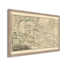 Cargar imagen en el visor de la galería, Digitally Restored and Enhanced 1715 West Indies Map - Framed Vintage West Indies Map Poster - Old Map of the West Indies Wall Art - History Map of West Indies The Islands of America