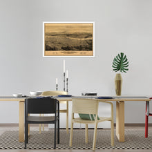 Cargar imagen en el visor de la galería, Digitally Restored and Enhanced 1879 Portland Oregon Map Print - Framed Vintage Portland Map - Old Bird's Eye View of Map of Portland City Wall Art Indexed for Points of Interest