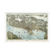 Cargar imagen en el visor de la galería, Digitally Restored and Enhanced 1891 Seattle Map Poster - Framed Vintage Seattle Map Wall Art - Old Seattle Map Art - Bird's Eye View of Seattle & Environs King County Washington