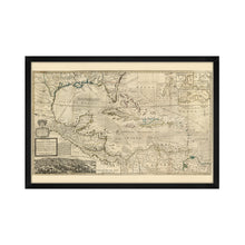 Cargar imagen en el visor de la galería, Digitally Restored and Enhanced 1715 West Indies Map - Framed Vintage West Indies Map Poster - Old Map of the West Indies Wall Art - History Map of West Indies The Islands of America