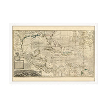 Cargar imagen en el visor de la galería, Digitally Restored and Enhanced 1715 West Indies Map - Framed Vintage West Indies Map Poster - Old Map of the West Indies Wall Art - History Map of West Indies The Islands of America