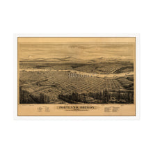Cargar imagen en el visor de la galería, Digitally Restored and Enhanced 1879 Portland Oregon Map Print - Framed Vintage Portland Map - Old Bird's Eye View of Map of Portland City Wall Art Indexed for Points of Interest