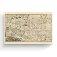 Load image into Gallery viewer, Digitally Restored and Enhanced 1715 West Indies Art Canvas - Canvas Wrap Vintage West Indies Map Poster - Old Map of West Indies Wall Art - History Map of the West Indies The Islands of America