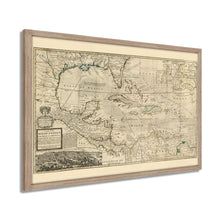 Cargar imagen en el visor de la galería, Digitally Restored and Enhanced 1715 West Indies Map - Framed Vintage West Indies Map Poster - Old Map of the West Indies Wall Art - History Map of West Indies The Islands of America