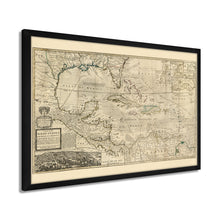 Cargar imagen en el visor de la galería, Digitally Restored and Enhanced 1715 West Indies Map - Framed Vintage West Indies Map Poster - Old Map of the West Indies Wall Art - History Map of West Indies The Islands of America
