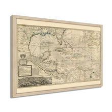 Cargar imagen en el visor de la galería, Digitally Restored and Enhanced 1715 West Indies Map - Framed Vintage West Indies Map Poster - Old Map of the West Indies Wall Art - History Map of West Indies The Islands of America
