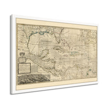 Load image into Gallery viewer, Digitally Restored and Enhanced 1715 West Indies Map - Framed Vintage West Indies Map Poster - Old Map of the West Indies Wall Art - History Map of West Indies The Islands of America
