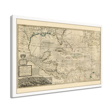 Cargar imagen en el visor de la galería, Digitally Restored and Enhanced 1715 West Indies Map - Framed Vintage West Indies Map Poster - Old Map of the West Indies Wall Art - History Map of West Indies The Islands of America