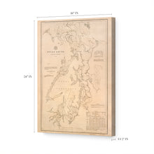 Cargar imagen en el visor de la galería, Digitally Restored and Enhanced 1889 Puget Sound Map - 1889 Puget Sound Art Canvas -Canvas Wrap Vintage Puget Sound Wall Art - Old Puget Sound Nautical Map - History Map of Puget Sound Washington Territory