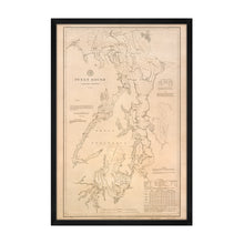 Cargar imagen en el visor de la galería, Digitally Restored and Enhanced 1889 Puget Sound Map - 1889 Puget Sound - Framed Vintage Puget Sound Wall Art - Old Puget Sound Nautical Map - History Map of Puget Sound Washington Territory