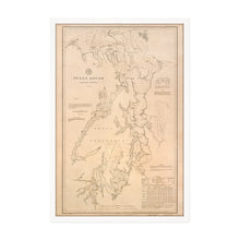 Cargar imagen en el visor de la galería, Digitally Restored and Enhanced 1889 Puget Sound Map - 1889 Puget Sound - Framed Vintage Puget Sound Wall Art - Old Puget Sound Nautical Map - History Map of Puget Sound Washington Territory