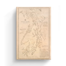 Load image into Gallery viewer, Digitally Restored and Enhanced 1889 Puget Sound Map - 1889 Puget Sound Art Canvas -Canvas Wrap Vintage Puget Sound Wall Art - Old Puget Sound Nautical Map - History Map of Puget Sound Washington Territory
