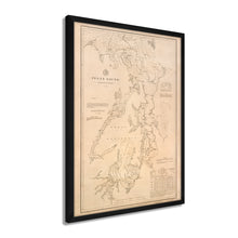 Cargar imagen en el visor de la galería, Digitally Restored and Enhanced 1889 Puget Sound Map - 1889 Puget Sound - Framed Vintage Puget Sound Wall Art - Old Puget Sound Nautical Map - History Map of Puget Sound Washington Territory